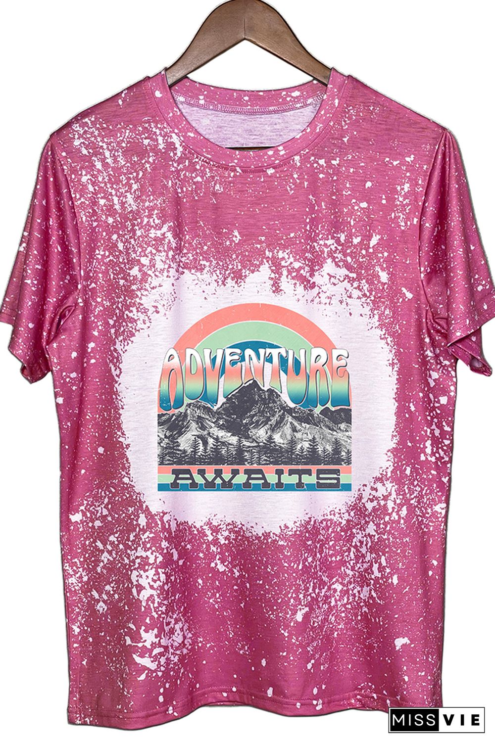 Adventure Awaits Mountains Blue Graphic Tee Wholesale