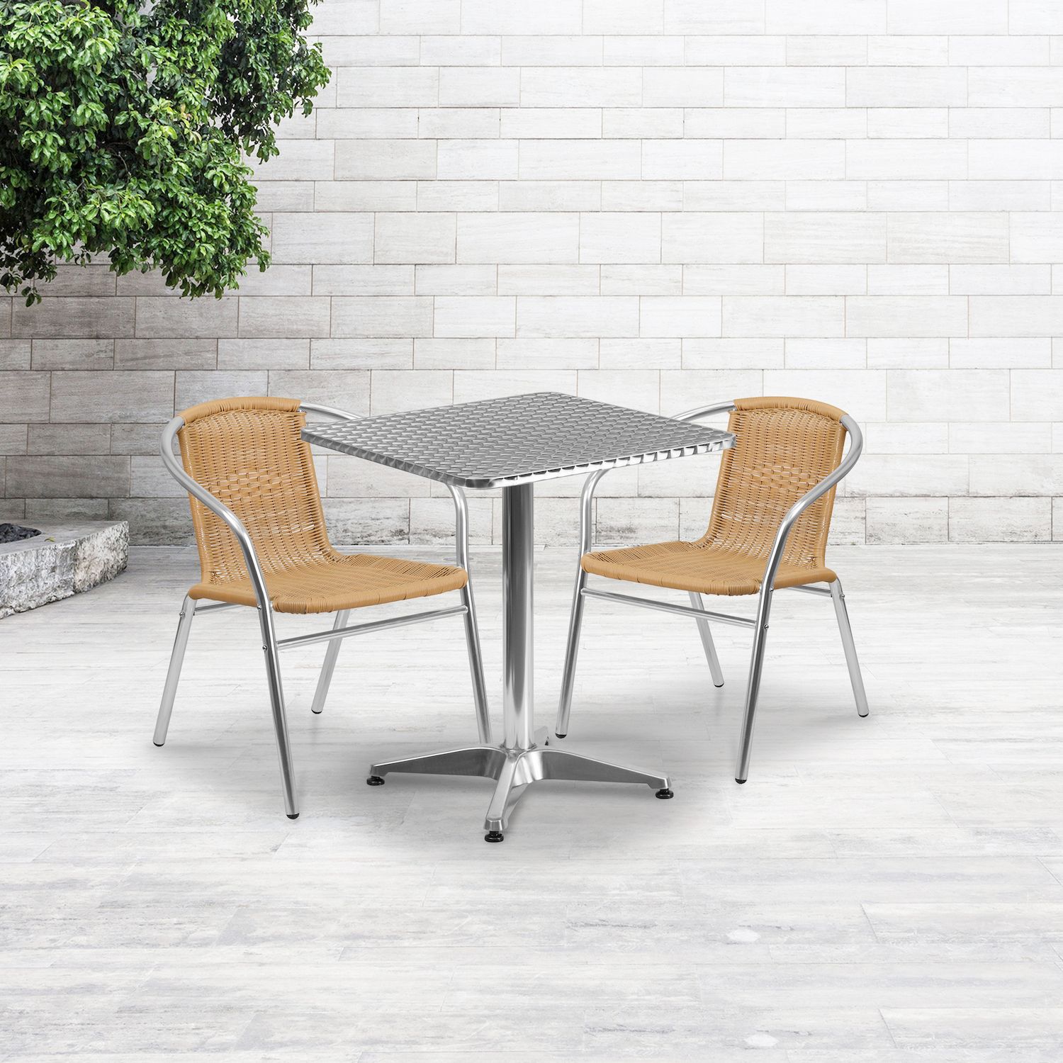 Flash Furniture Indoor / Outdoor Square Table and Chair 3-piece Set