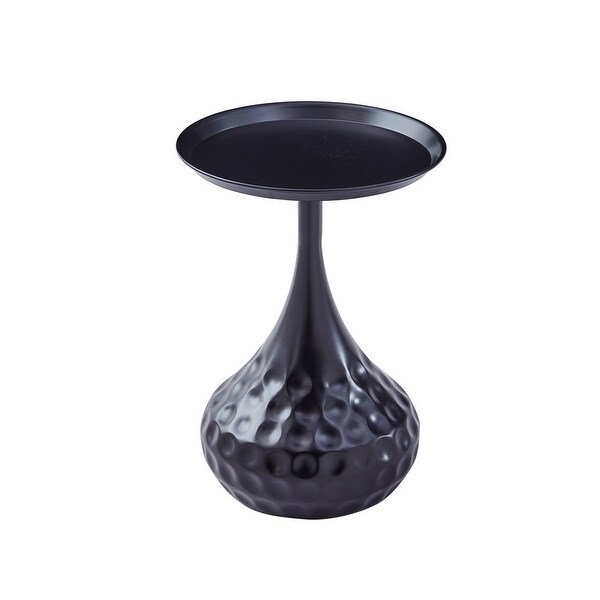 Grondin Modern Round Metal End Table， Sofa Side Table Snack Table Accent Table with Tray Top