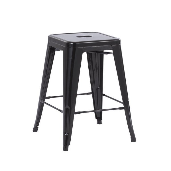 30inch Stackable Metal Stool， Set of 4， Include 4 Stools Gunmetal Color， Backless Style