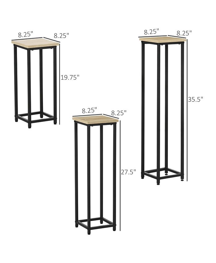 Outsunny Set of 3 Outdoor Plant Stand， Display End Table， Plant Shelf Corner Planter Pot Rack for Indoor Outdoor Home Patio Garden Decor