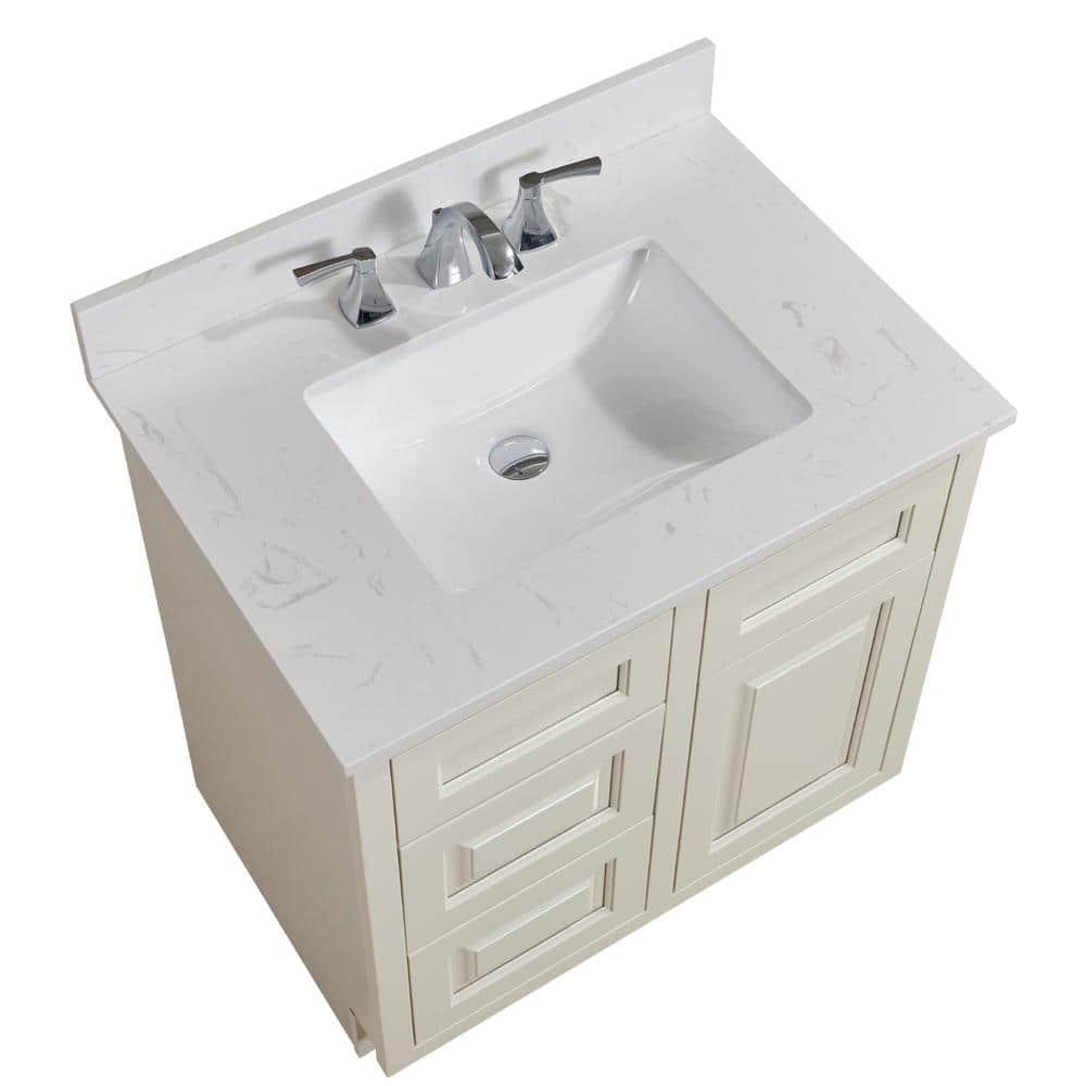 Altair 31 in W Engineered Stone Single Basin Vanity Top in Jazz White with White Basin