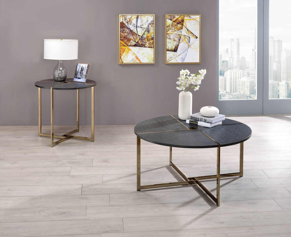 Bromia Coffee Table  Black and Champagne   Contemporary   Coffee Tables   by Acme Furniture  Houzz