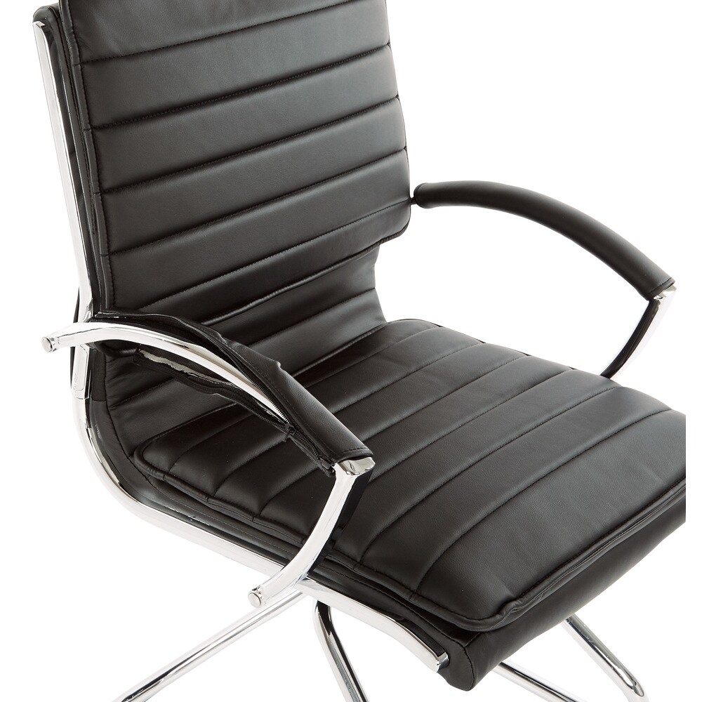 Guest Professional Faux Leather Chair with Chrome Sled Base and Removable Sleeves