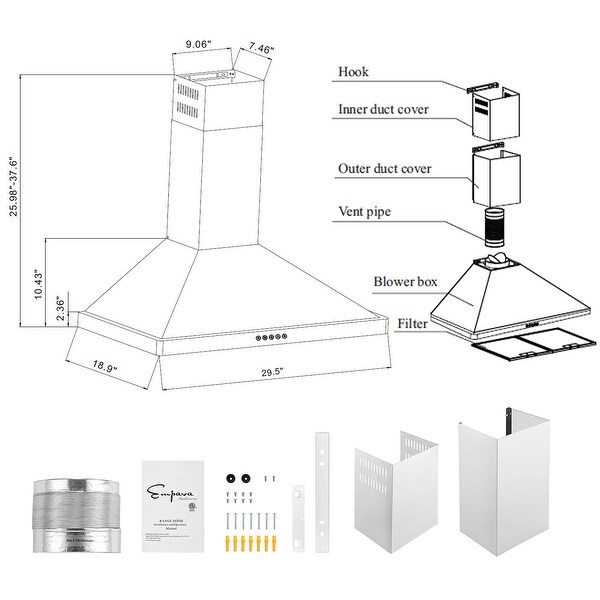 30 inch 400 CFM Convertible Wall Mount Range Hood in Stainless Steel - Ducted Exhaust Kitchen Vent