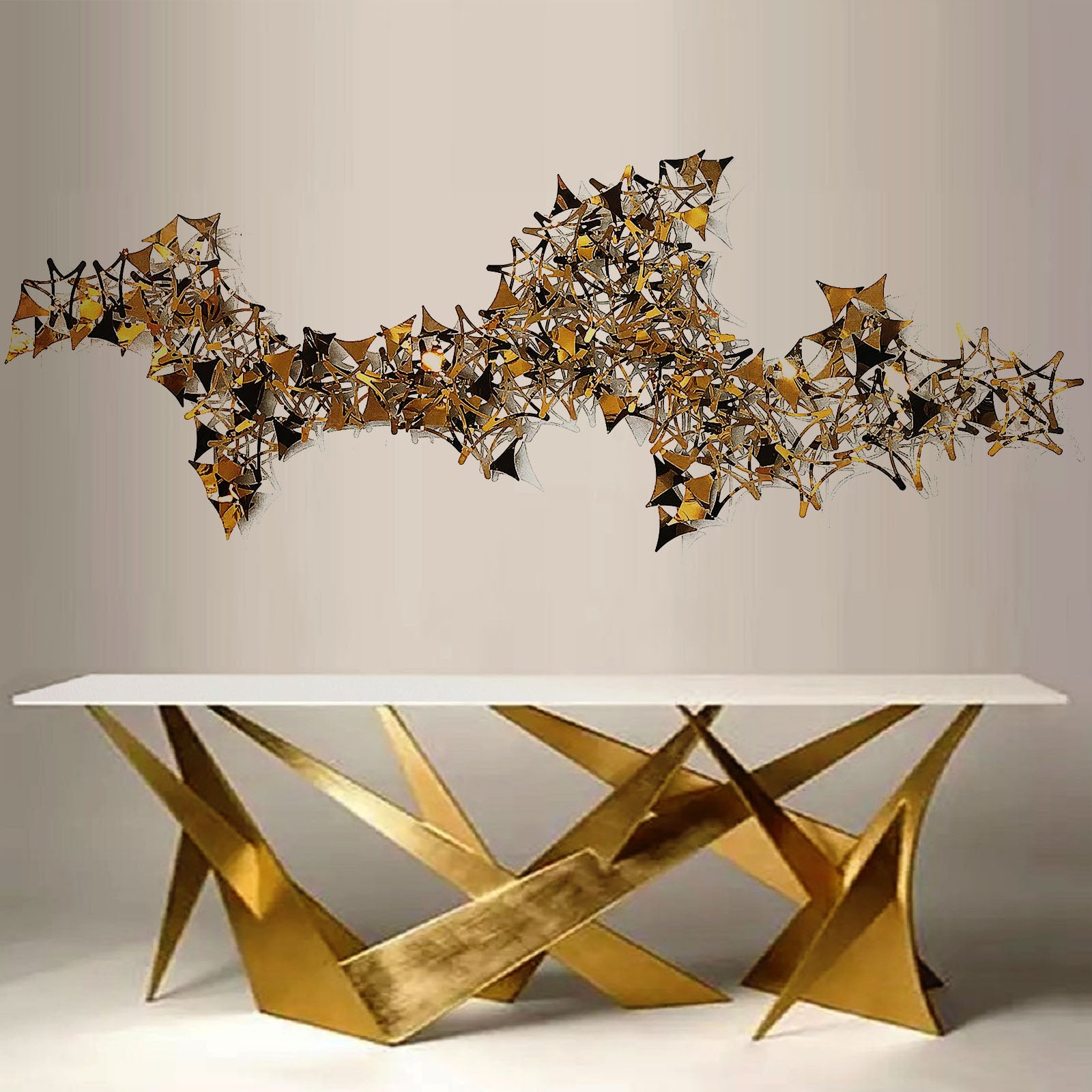 Golden Stars Handcrafted Stainless Steel Artwork Z08021- Bg202032