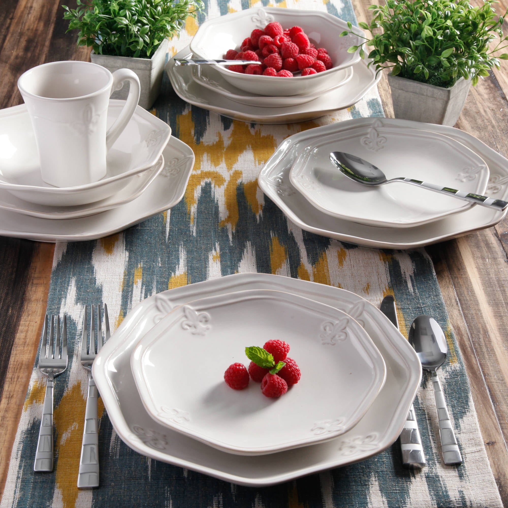 Better Homes and Gardens Country Crest Dinnerware， Set Of 16