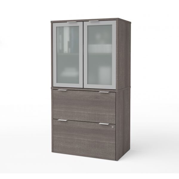 Bestar i3 Plus Lateral File with Storage Cabinet in Bark Gray