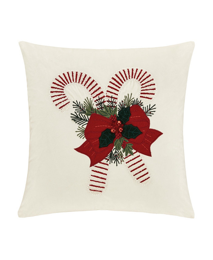 J Queen New York Candy Cane Decorative Pillow， 20