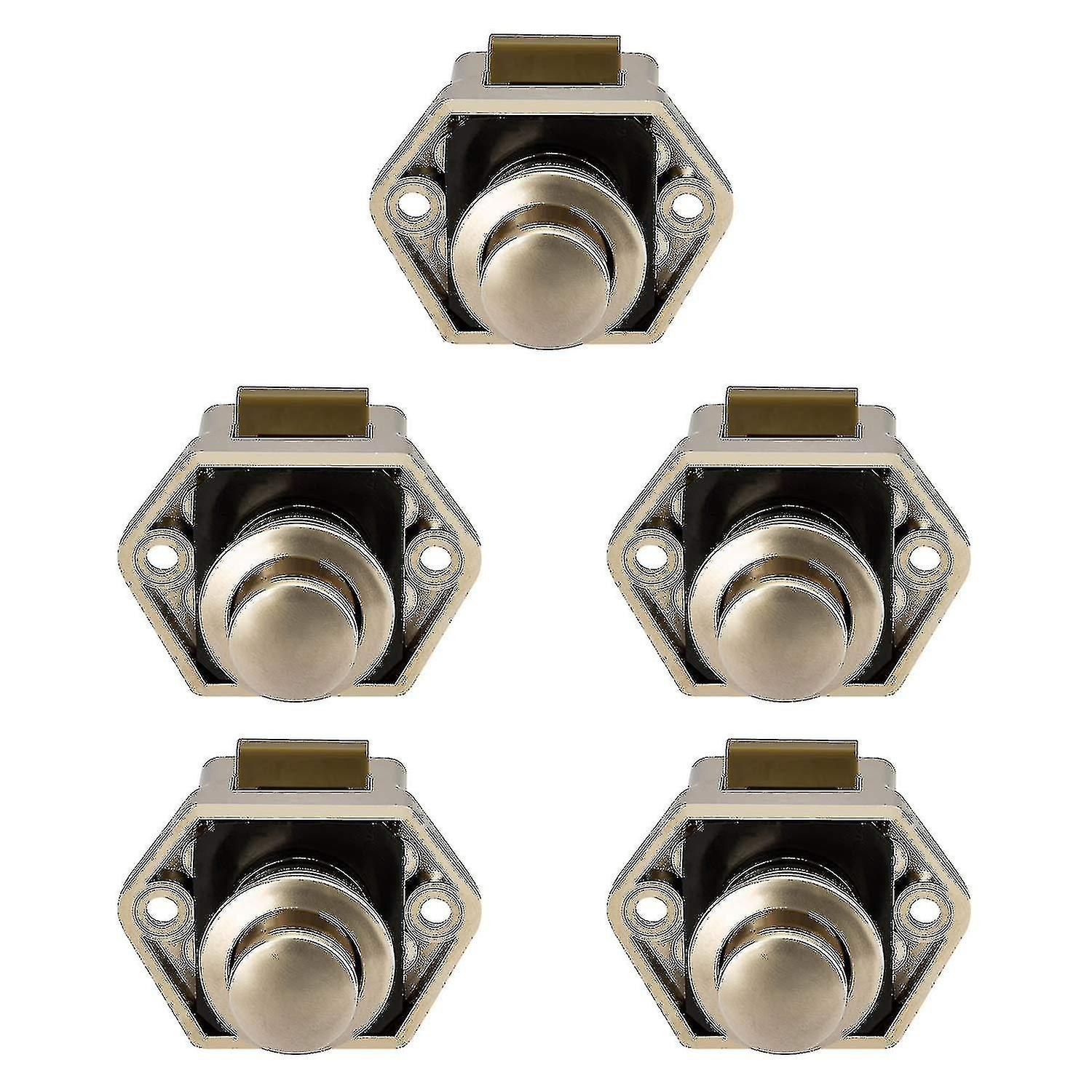 5pcs Mini Push Button Drawer Cupboard Door Catch Lock Caravan Motorhome Nickel Boat Lock Knob