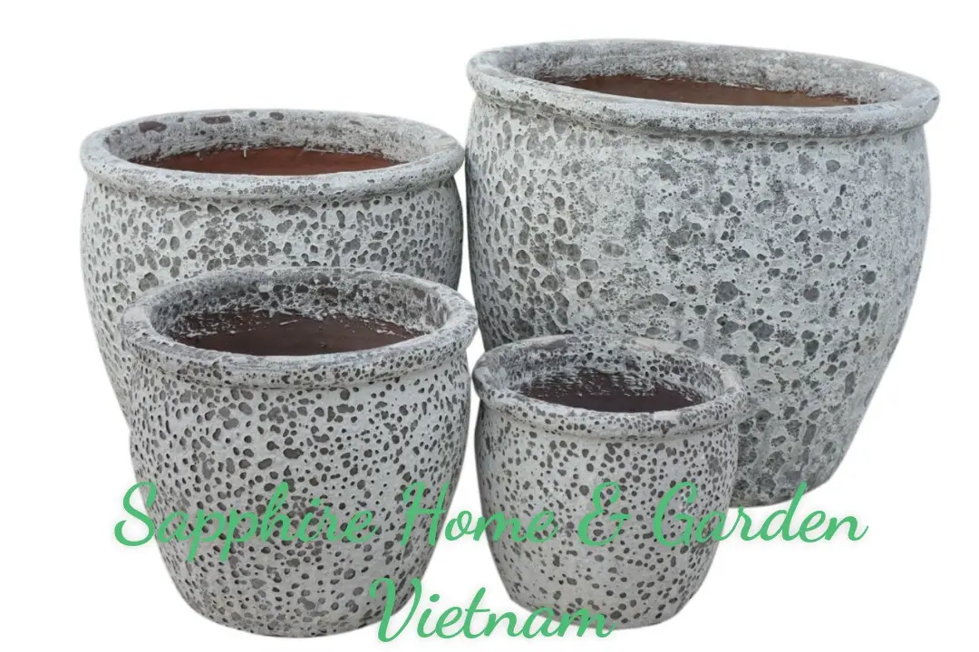 White Atlantis Ceramic Pots for Plants Garden outdoor pottery Large Antique Pots / Rustic Pots wholesale for garden center