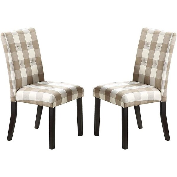 Dining Room Chairs Polyfiber Tufted Set of 2