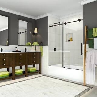 Aston Coraline 56 in. to 60 in. x 60 in. Frameless Sliding Tub Door in New Bronze TDR984EZ-NBR-60-10