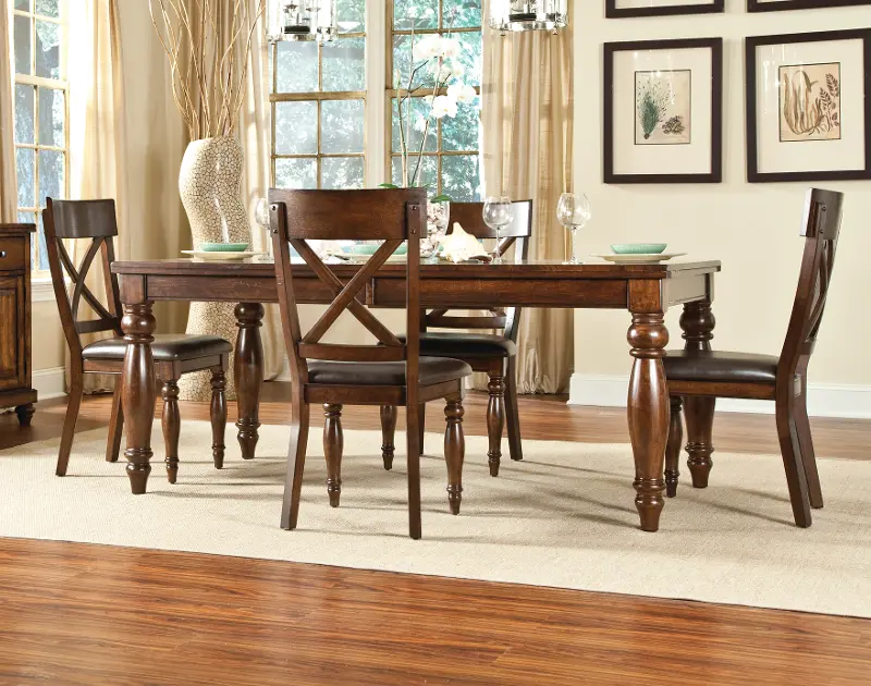 Kingston Brown 5 Piece Dining Set with X-Back Chairs