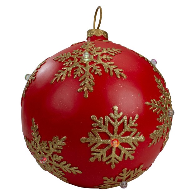 Led Lighted Large Red Christmas Ball Ornament Tabletop Decoration