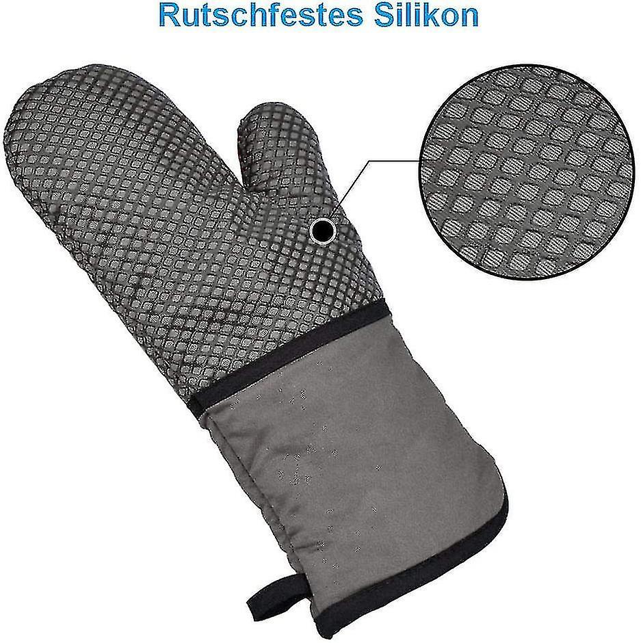 Oven Gloves Anti Slip Silicone Double Oven Glove， Professional Thermal Oven