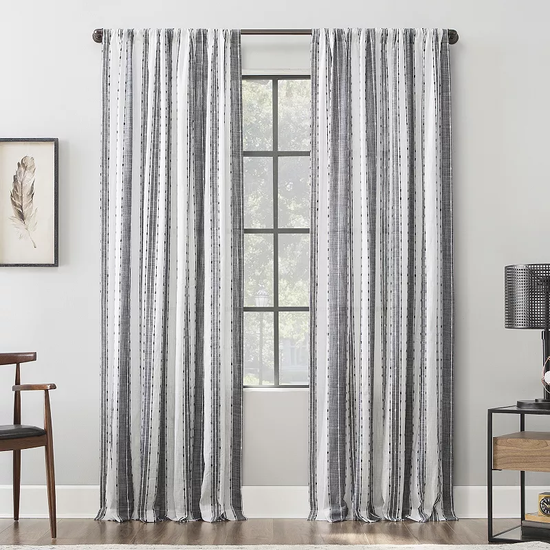 Archaeo Slub Stripe Semi-Sheer Rod Pocket Curtain Panel