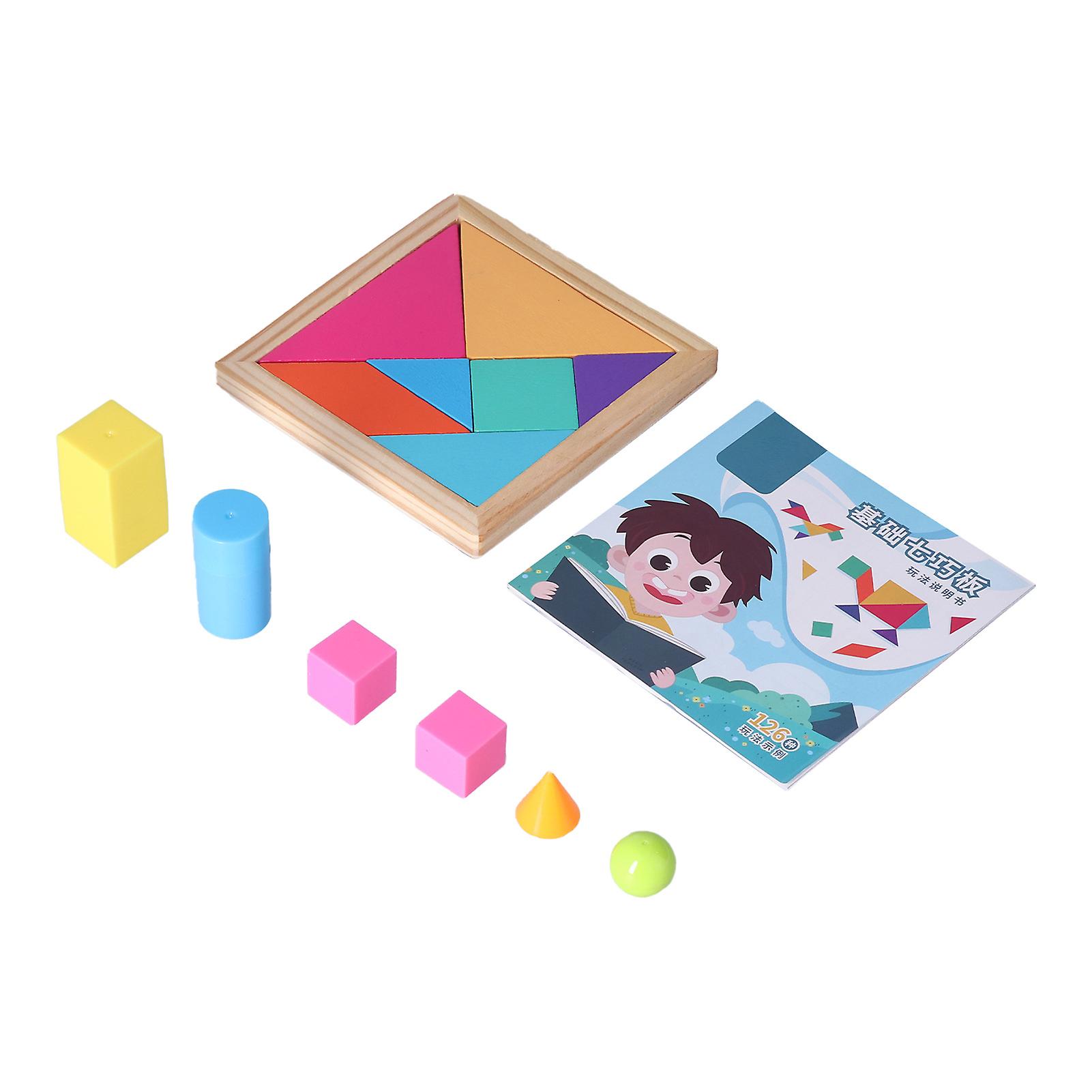 Kids Tangrams 3 In 1 Rounded Corners Delicate Polishing Stimulate Imagination Exercise Creativity Jigsaw Puzzle Toy