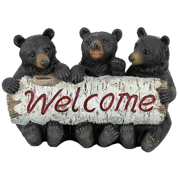 Design Toscano Black Bear Cubs Welcome Statue Multicolored