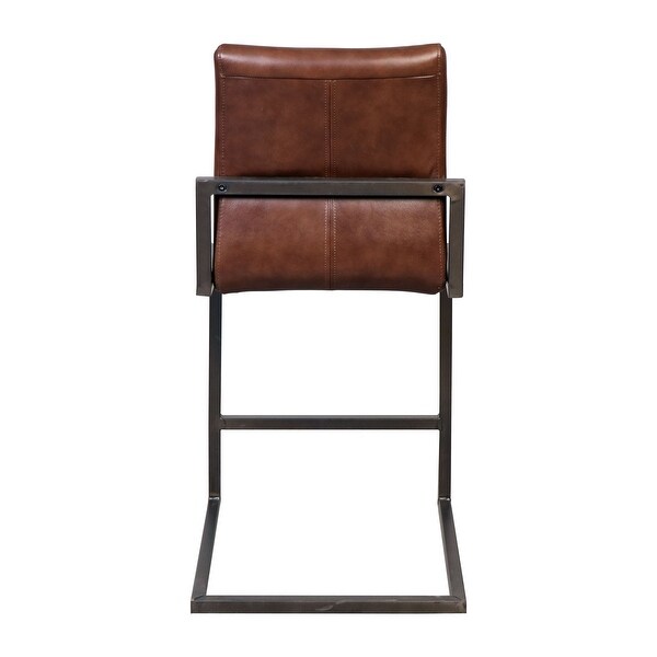 Greyson Genuine Full Grain Leather and Steel Modern Counter Stool - N/A