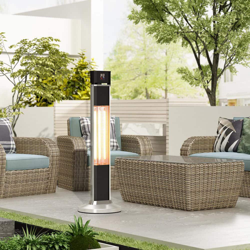 1500Watt Infrared Carbon Tech Electric Freestanding IndoorOutdoor Heater Digital Space Heater with Remote Control