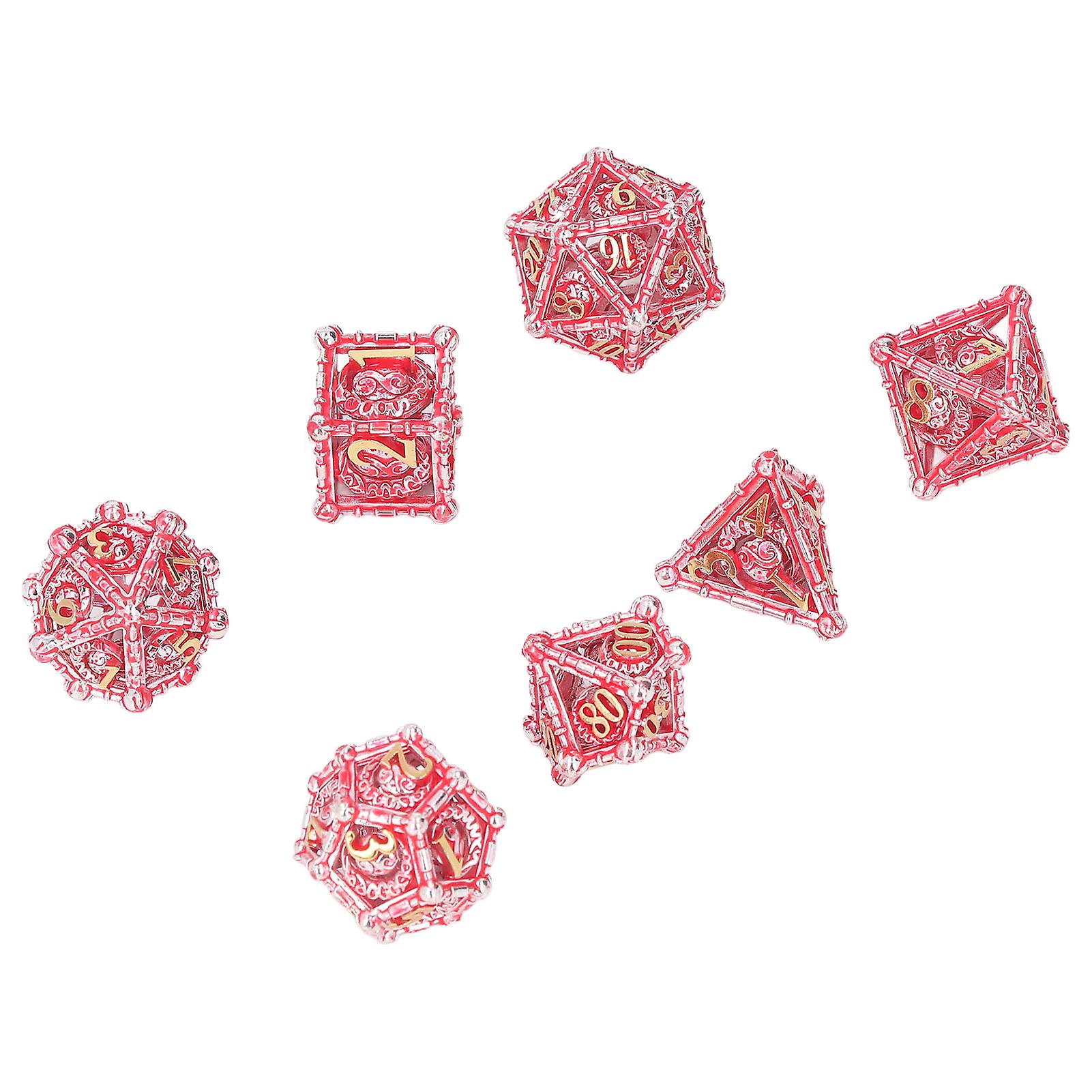 7PCS Polyhedral Metal Dice Carving Craft Polyhedral Strong nce Portable for Party