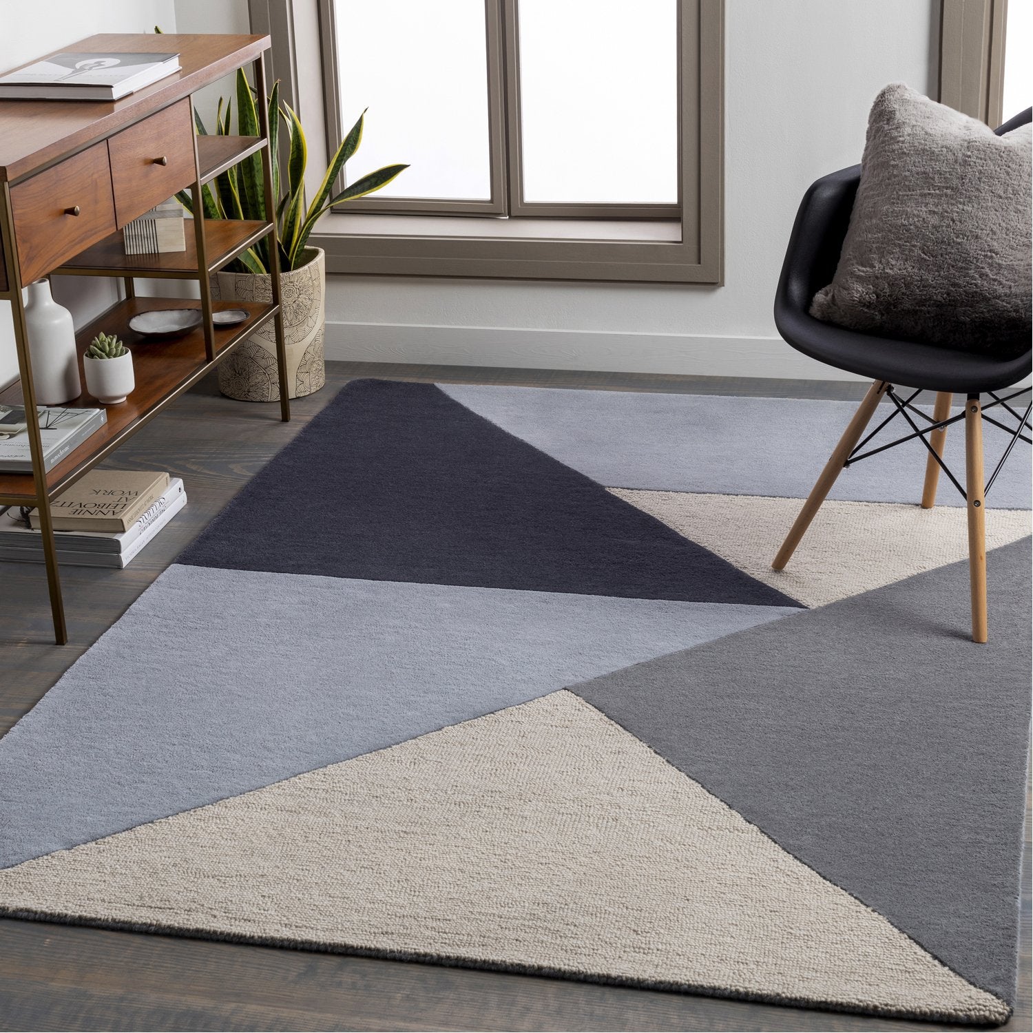 Kennedy Hand Tufted Rug in Navy, Taupe, Black