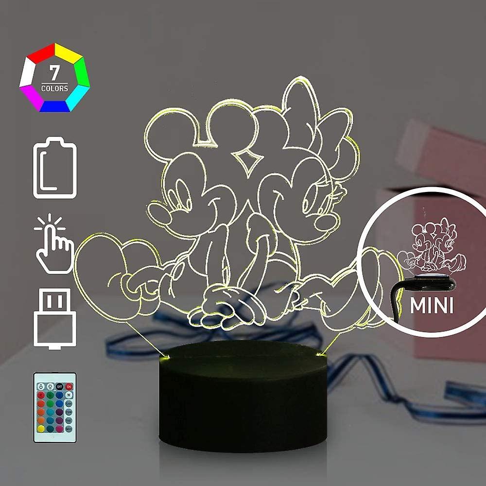 Mickey Minnie Mouse 3d Led Night Light Mice Fairy Friend Usb Touch Remote 16 Color Auto-change 4 Mode Child Bedside Lava Table Mood Lamp Kids Boy Girl