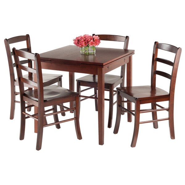 Winsome Pulman Extension 5-Piece Wooden Dining Table with Ladder Back Chairs