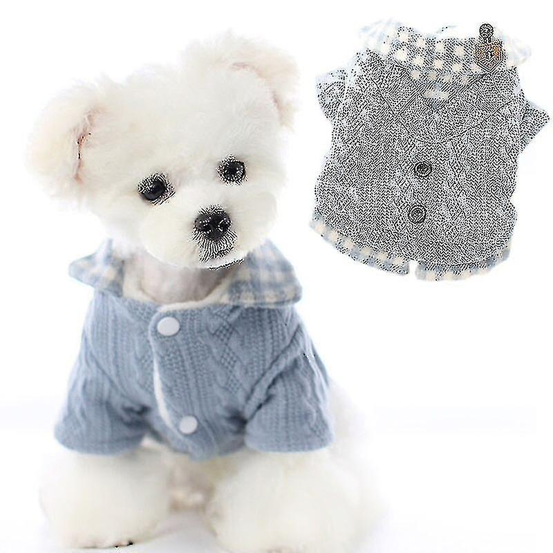 Thicken Warm Dog Coat Winter Puppy Cat Plaid Shirt Sweater Jacket For Small Dogs Bichon Knitwear Swe