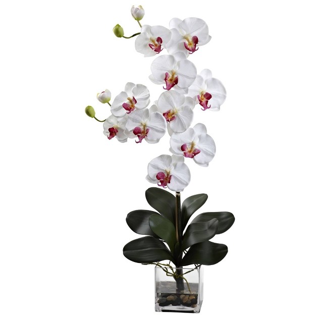 Nearly Natural 30.75-in Double Giant Phalaenopsis With Vase