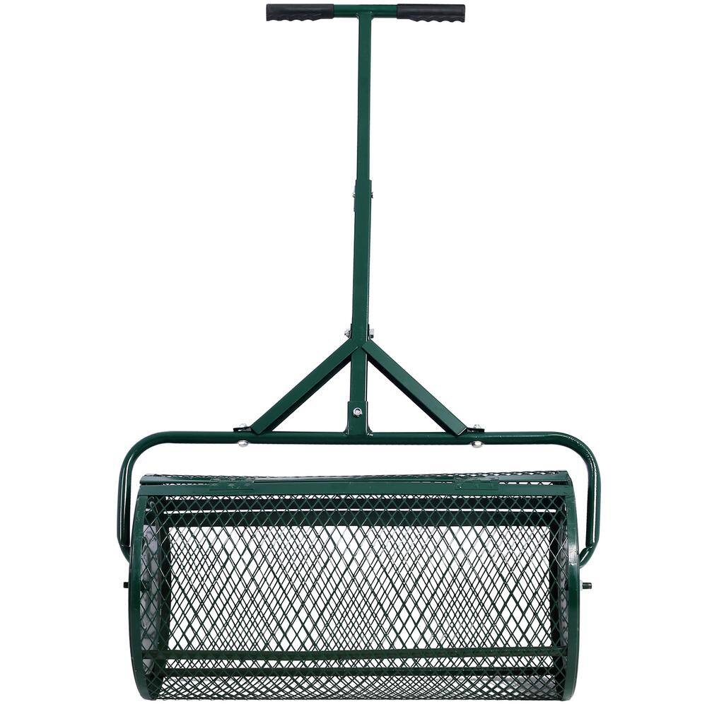 Cesicia 24 in. Peat Moss Spreader Compost Spreader Metal Mesh T Shaped Handle for Planting Seeding W-ZCS-39