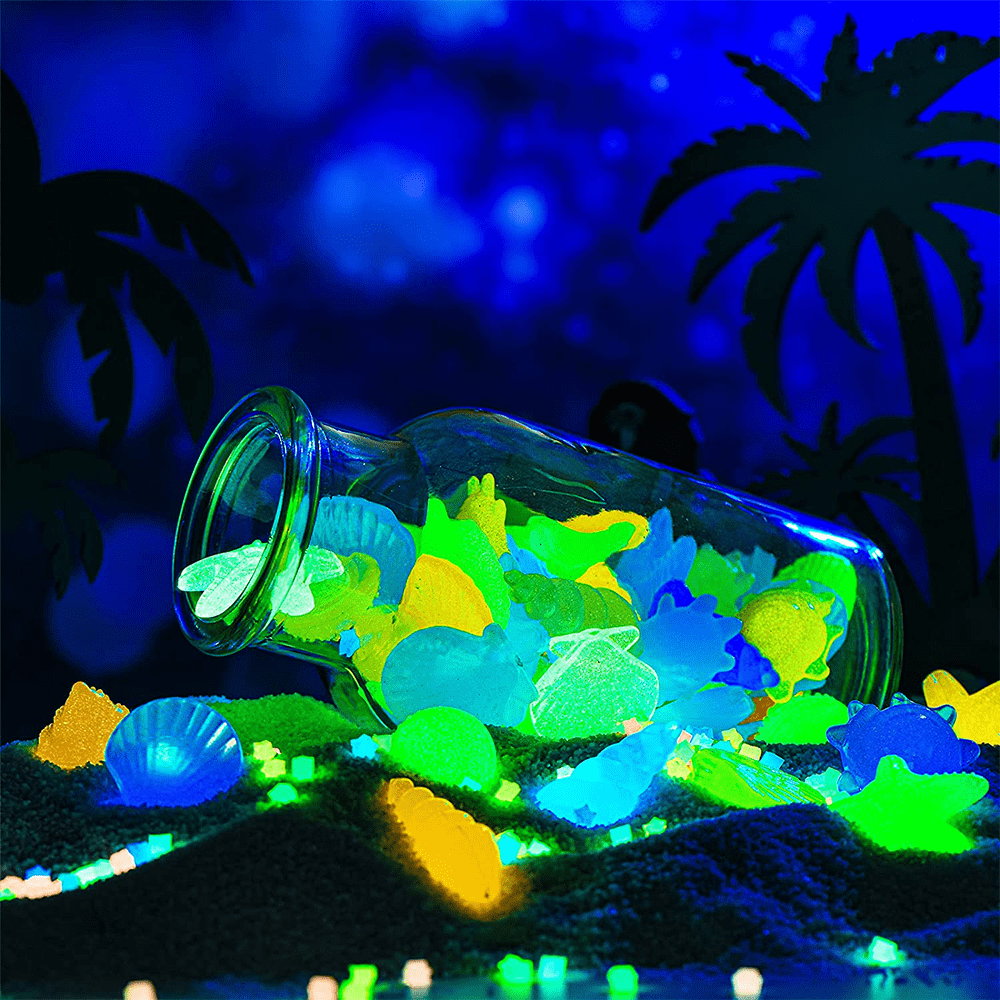 SUGARDAY 80PCS Glow in The Dark Rocks for Fish Tank Aquarium Garden Luminous Pebbles Stones Glow Rocks (Multi-color)