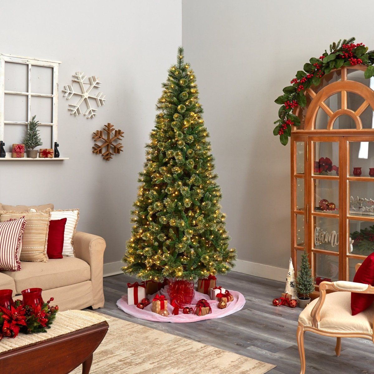 8' Wisconsin Slim Snow Tip Pine Tree: A Realistic Artificial Christmas Centerpiece