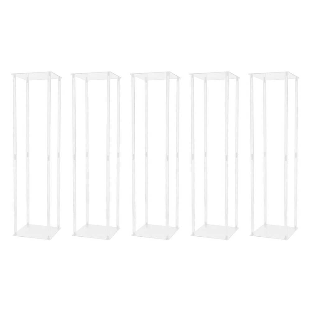 YIYIBYUS 5-Pieces 9.84 in. W x 39.37 in. H Clear Plastic Acrylic Flower Stand Modern Square Wedding Decoration Flower Stand OT-ZJGJ-5339