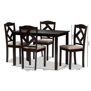 Baxton Studio Ruth 5-Piece Beige and Dark Brown Dining Set 8027-8026-HD