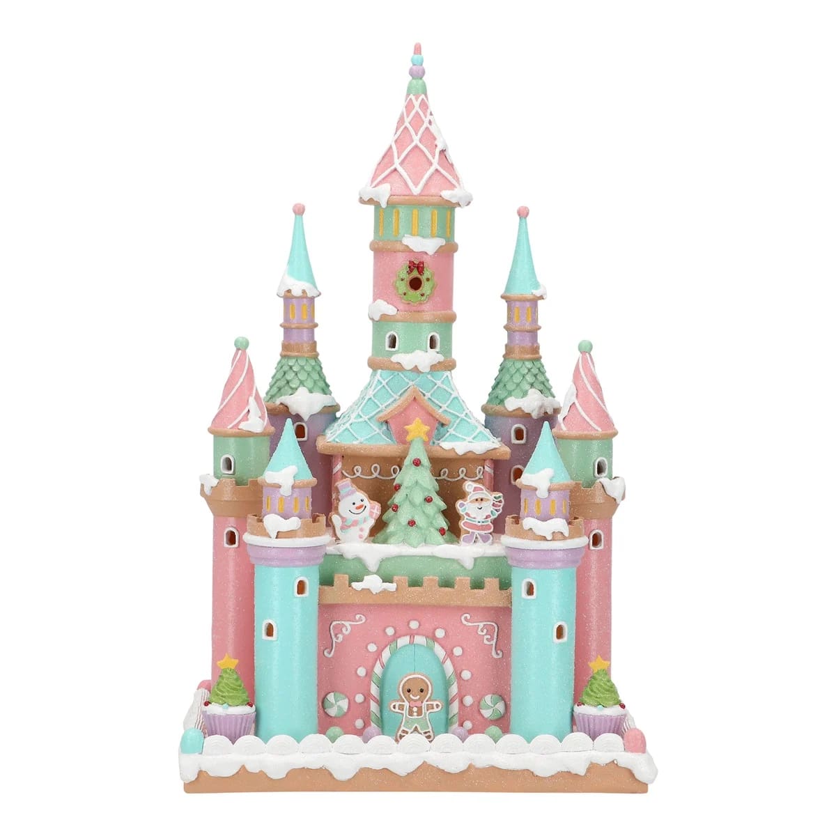 16.5 Pink & Blue LED Gingerbread Candy Castle Battery Operated