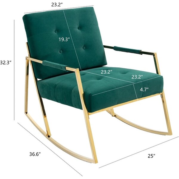 Modern Velvet Rocking Chair with Golden Frame