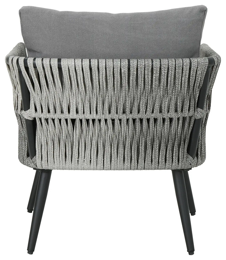 2 Pack Patio Chair  Rustproof Aluminum Frame With Wicker Sides  Light Dark Gray   Midcentury   Outdoor Lounge Chairs   by Decor Love  Houzz