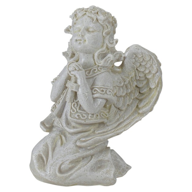 Praying Angel With Cross Outdoor Garden Statue