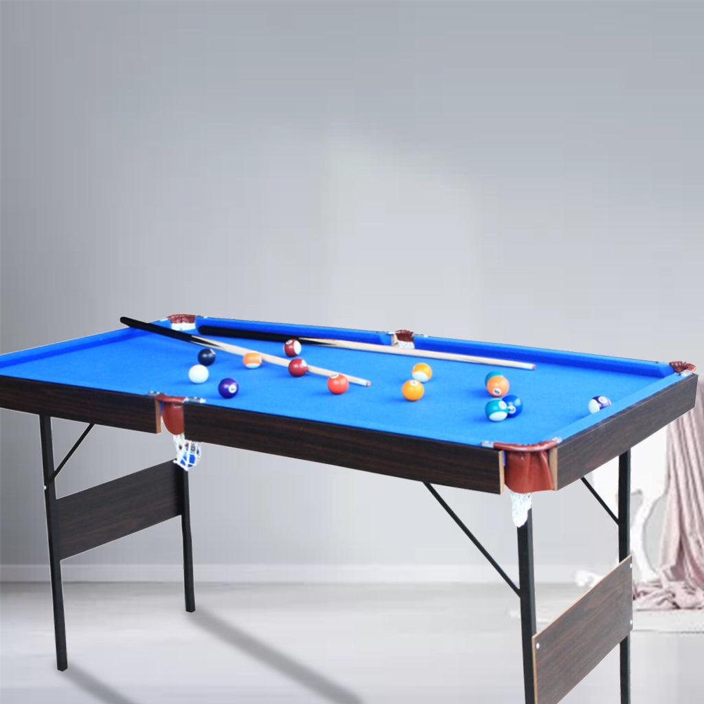 Blublu Park 55 Inch Folding Pool Table for Adults and Kids Steady Modern Space Saving Billiard Table, Blue