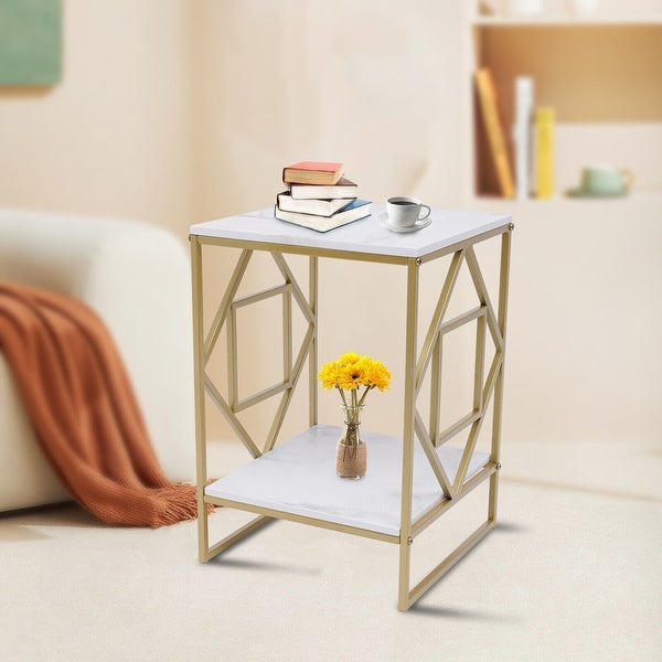 2-Tier Versatile Bedside Tables Metal Frame Side Tables