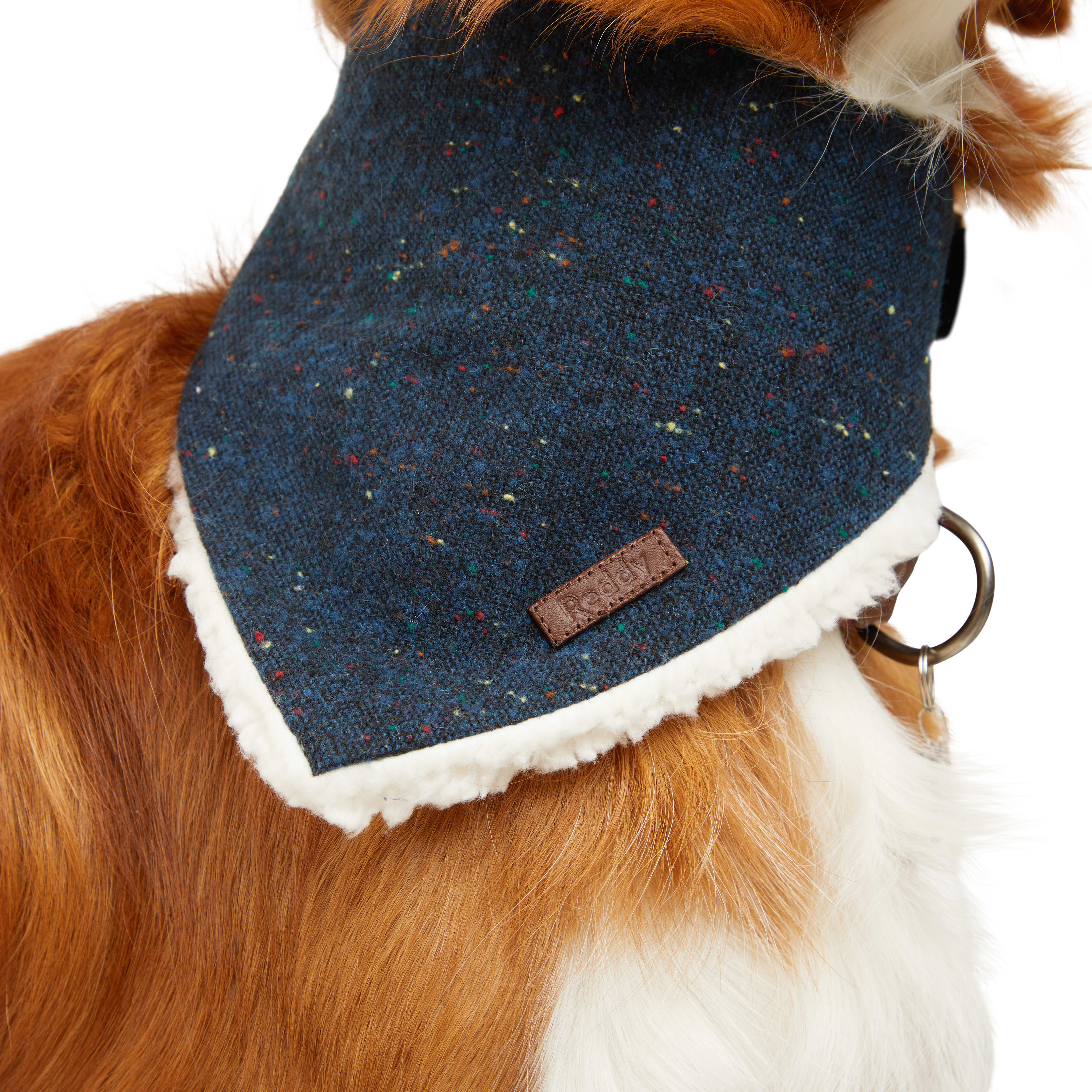 Reddy Navy Tweed Dog Bandana， X-Small/Small