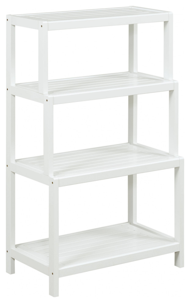 37 quotWhite Four Tier Step Bookcase   Transitional   Bookcases   by HomeRoots  Houzz