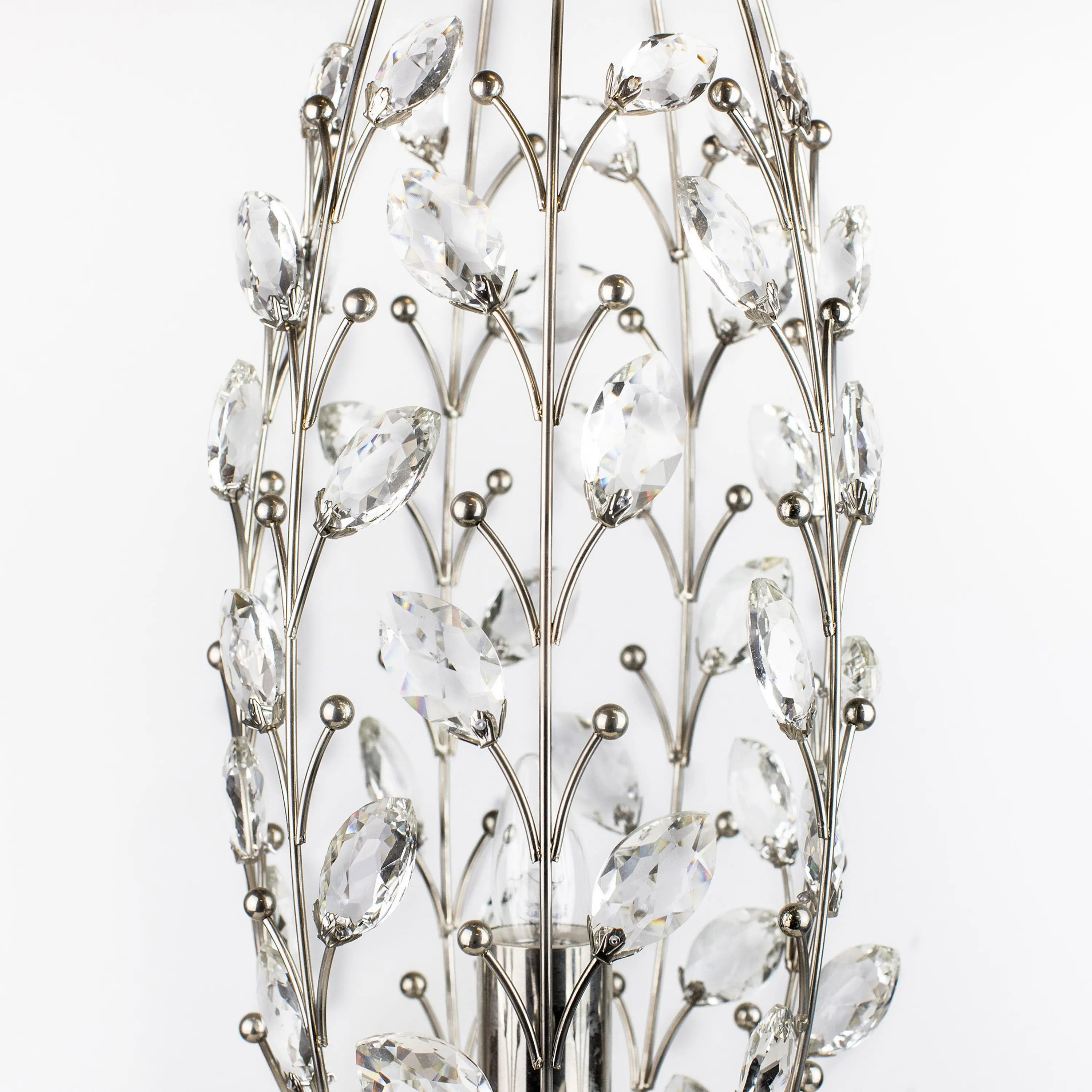 Crystal Nickel Floral Bud Table Lamp