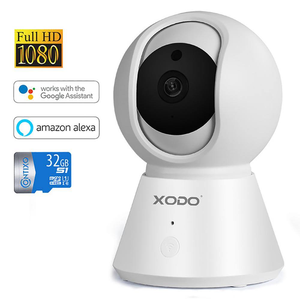 Xodo Smart Home Wireless Wi-Fi Security Camera for DogPetNanny 1080p HD Baby Monitor Color Night Vision Sound Detection E6