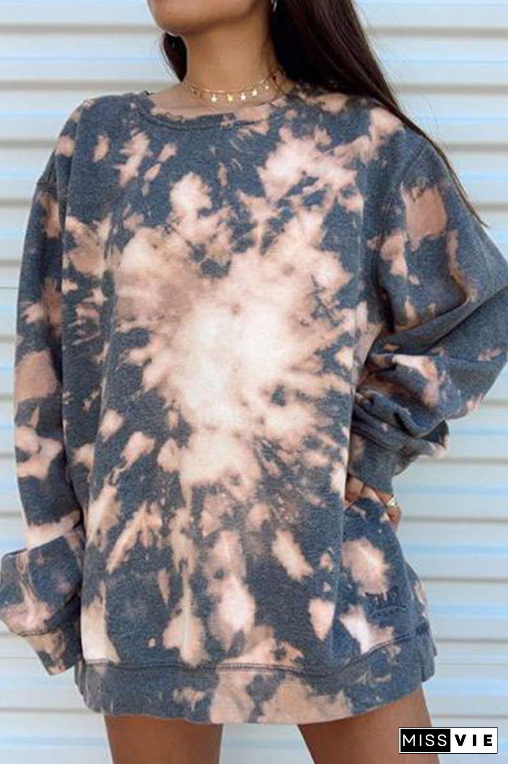 Round Neck Tie Dye Print Sweatshirt