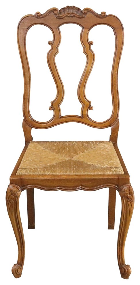 Consigned Dining Chairs Louis XV Rococo Vintage French 1950 Oak Rattan Charming   Traditional   Dining Chairs   by EuroLuxHome  Houzz