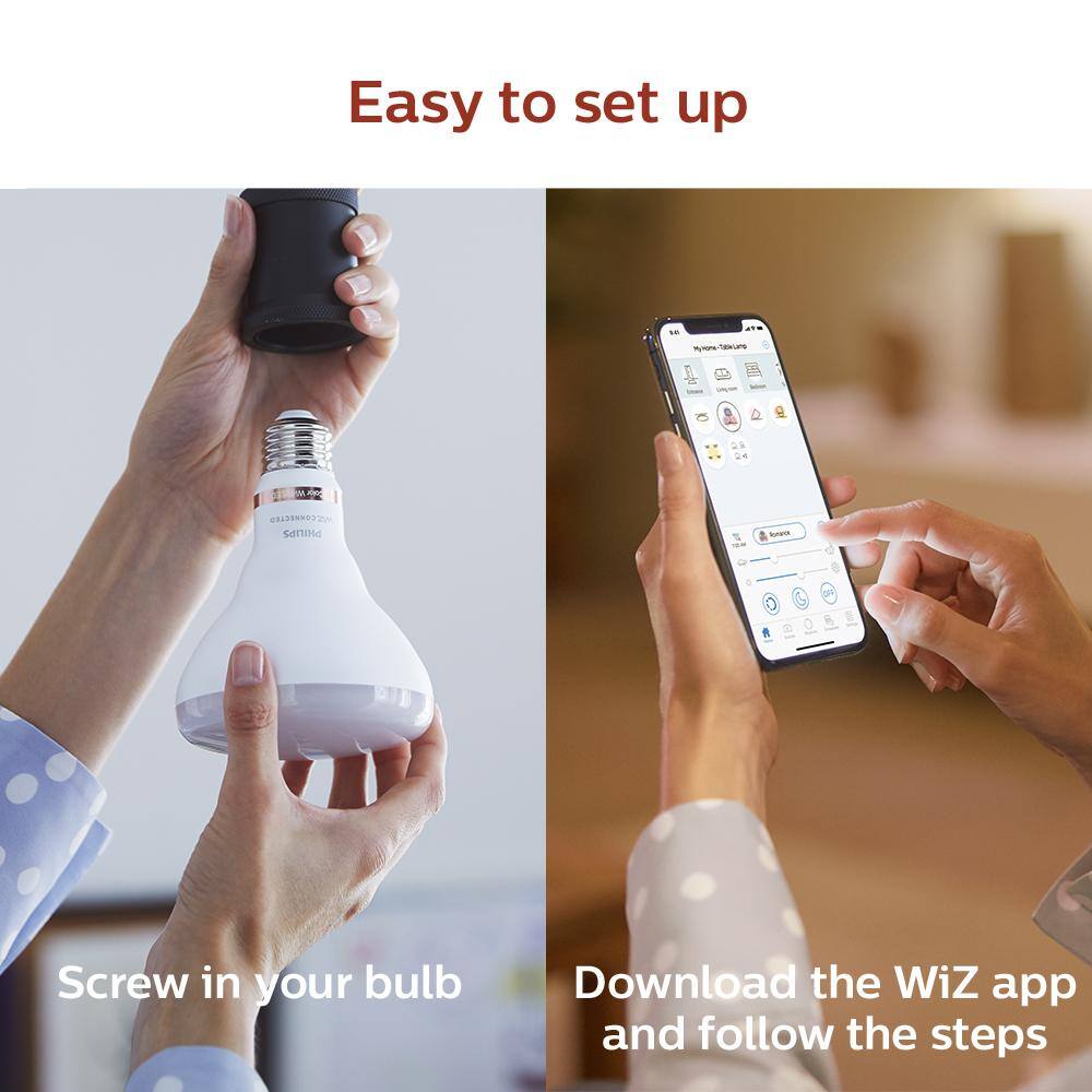 Philips Soft White BR30 LED 65-Watt Equivalent Dimmable Smart Wi-Fi Wiz Connected Wireless Light Bulb (1-Pack) 555490