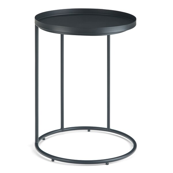 WYNDENHALL Lipton Industrial 18 inch Wide Metal Accent Side Table in Black， Fully Assembled - 18